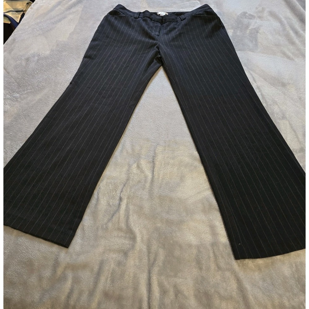 Metro 7 Wide-Leg Pin Striped Women 14 R Pants Business Casual Tailored Career
